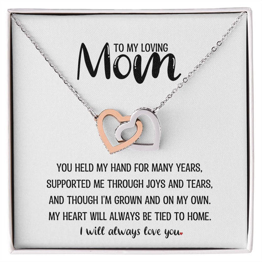 My Loving Mom | Tied To Home -  Interlocking Hearts necklace