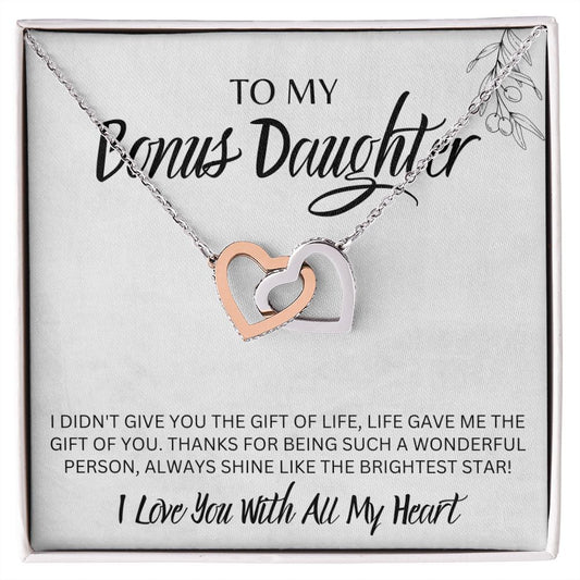 My Bonus Daughter | Gift Of Life - Interlocking Hearts Necklace